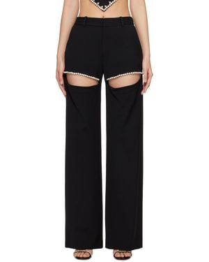 Area Crystal Slit Trousers - Black