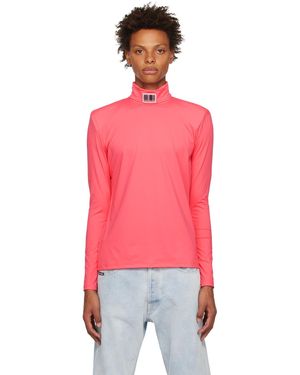 VTMNTS Col roulé rose à logo - Rouge