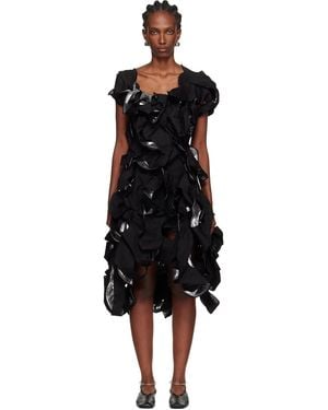 Yohji Yamamoto Gunmetal Cut-Out Midi Dress - Black