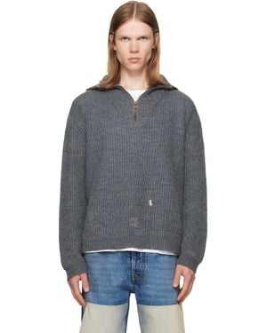 Maison Margiela Mended Ribbed Sweater - Gray