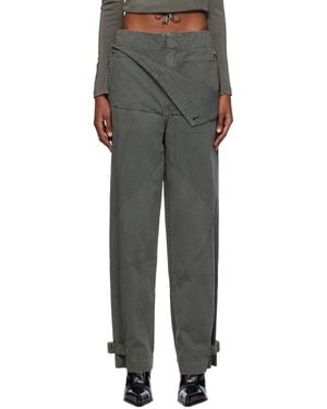 Dion Lee グレー ベルト シェルパンツ - ブラック