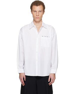 Marni Peeping Logo Organic Poplin Shirt - White