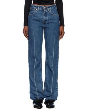 Jil Sander Diagonal Cotton Denim Jeans - Blue