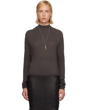 Rick Owens Pull Crater Gris En Tricot - Marron