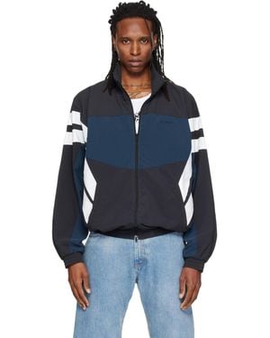 Vetements Blouson De Survêtement Noir À Rayures De Style Ruban Adhésif - Bleu