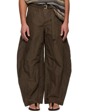 Sacai Khaki Treated Nylon Twill Trousers - Brown