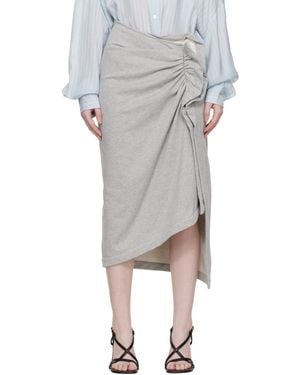 Dries Van Noten Ruffled Cotton Midi Skirt - Grey