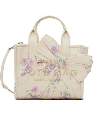 Marc Jacobs Off- Antique Floral Canvas Oversized Bow Small Tote - Metallic