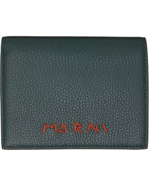 Marni Mending' Leather Bifold Wallet - Green
