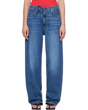 Rag & Bone Phoebe Drawstring Wide-Leg Jeans - Blue