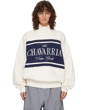 Willy Chavarria Off- 'Chavarria' Stripe Gilroy Sweatshirt - Blue