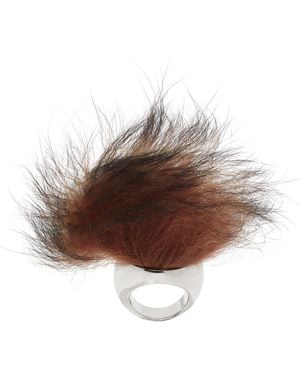 Acne Studios Bague À Appliqué En Fourrure - Marron