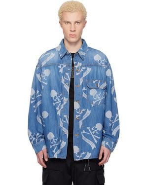 MASTERMIND WORLD Mw Long Sleeve Denim Shirt - Blue