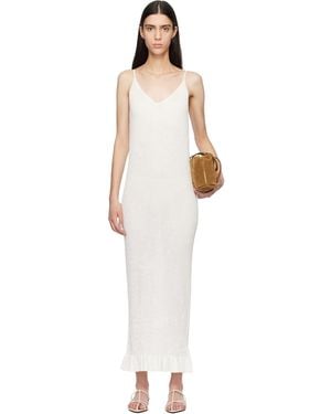 Jil Sander Off- Smocked Fine Rib Frill Detail Maxi Dress - Black