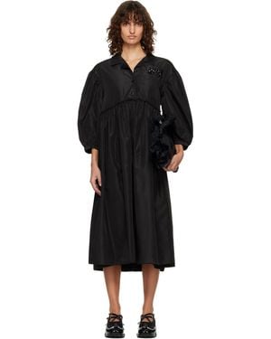 Simone Rocha Embellished Signature Smock Shirt Midi Dress - Black
