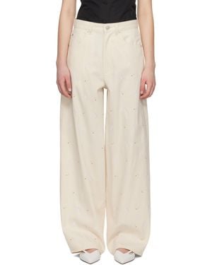 Marni Off- Embroidered Light Denim Jeans - Natural