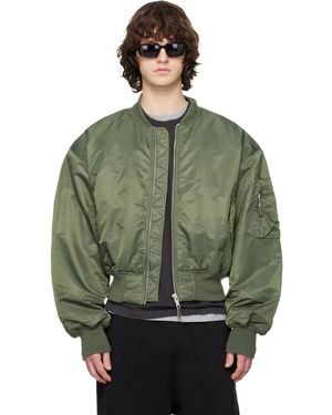 Entire studios Khaki Cropped Broad Bomber Jacket - Green