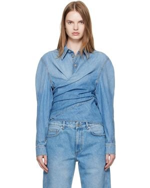 Mugler Wrapped Chambray Shirt - Blue
