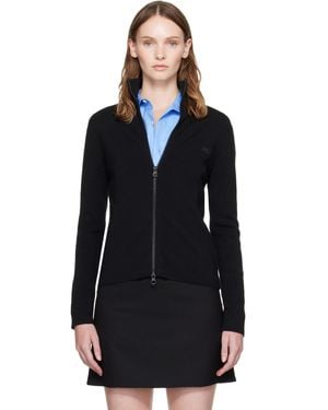 Courreges Zipped Merino Wool Cardigan - Black