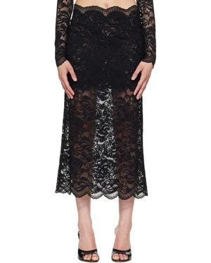 Rabanne Lace Midi Skirt - Black
