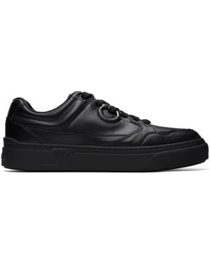 Ferragamo Baskets Noires En Cuir À Ferrure Gancini