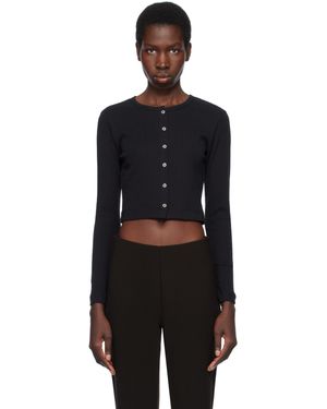 Leset Cardigan Écourté Noir En Pointelle