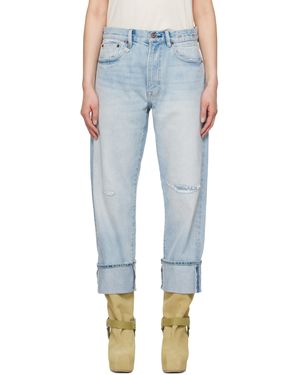 R13 Cuffed X-Boyfriend Jeans - Blue