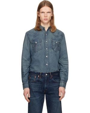 RRL Slim Fit Denim Western Shirt - Blue