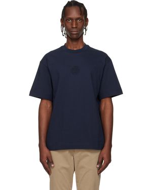 BOSS T-Shirt Bleu Marine À Logo Gaufré