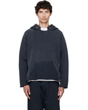 Les Tien Heavyweight Raw Raglan Hoodie - Blue