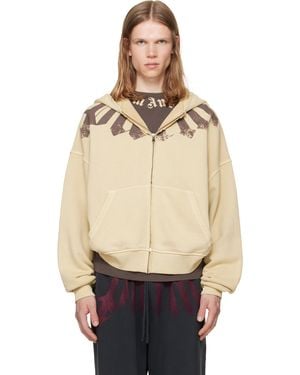 Palm Angels Big Neck Logo Zip Hoodie - Natural
