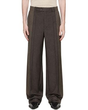 Maison Margiela Taupe Two-Tone Wool Trousers - Grey
