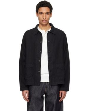 Merz B. Schwanen Cropped Worker's Linen Jacket - Black
