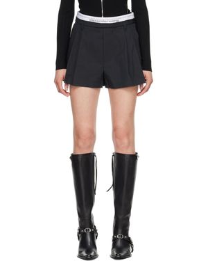 Alexander Wang Short Noir À Taille Haute Élastique À Logos