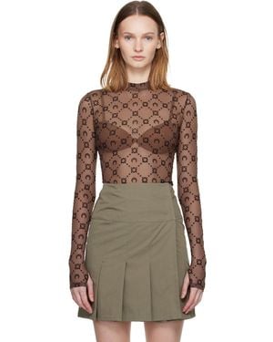 Marine Serre Ssense Exclusive Moonogram Flock Ls Highneck Top - Brown