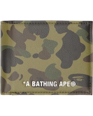 A Bathing Ape Khaki 1St Camo Mini Wallet - Green