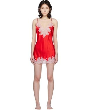 Skims Silk Lace Mini Slip - Red