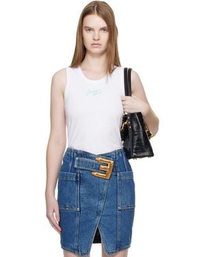 Balmain Relaxed Paris' Brush Print Tank Top - Blue