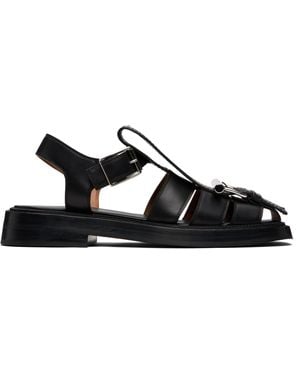 McQueen T-Bar Caged Sandals - Black