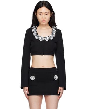 Area Jumbo Crystal Blazer - Black