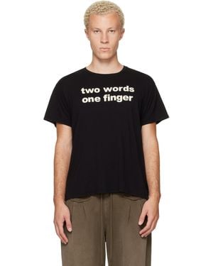R13 Print 'Two Words One Finger' Boy T-Shirt - Black
