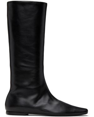 The Row Bette Square-Toe Leather Knee-High Boots - Black