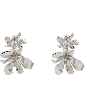 Acne Studios シルバー Flower フープピアス - ブラック