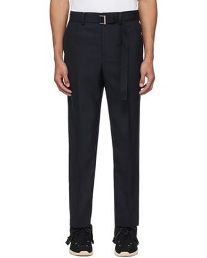 Sacai ネイビー Suiting Bonding トラウザーズ - ブルー