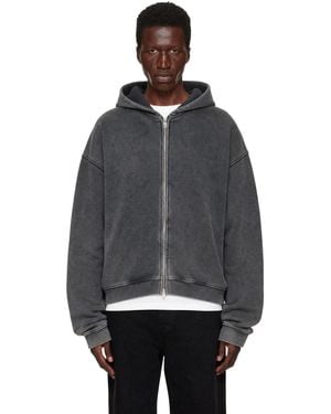 Represent Initial Boxy Zip Through Hoodie - Gray