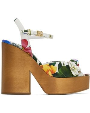 Dolce & Gabbana マルチカラー ジャカード プラットフォーム ヒールサンダル - グリーン