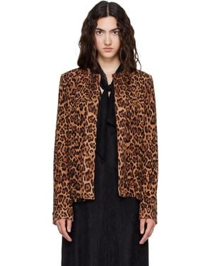 Anna Sui Tan Leopard Cardigan - Brown