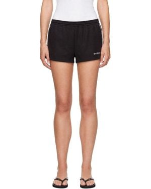 Sporty & Rich Serif Logo Retro Track Shorts - Black