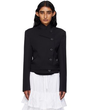 OPEN YY Wool Double-Breasted Blazer - Black
