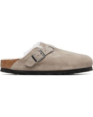 Birkenstock Narrow Boston Shearling Loafers - Gray